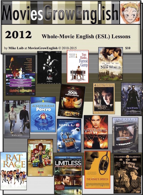 Cover for Whole-Movie ESL lesson book, 2012 Yearbook at Movies Grow English.